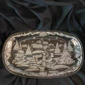 Vintage Mikasa Christmas Carol Canape Tray 15.5" Winter Holiday Serving Platter